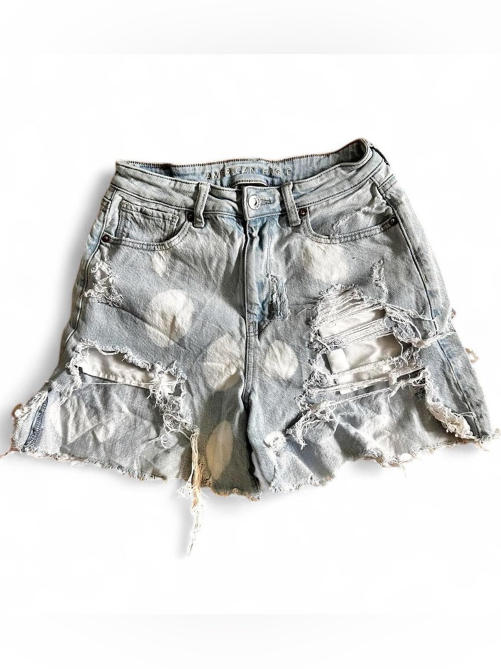 American Eagle light wash distressed bleached blue denim summer shorts Sz 2